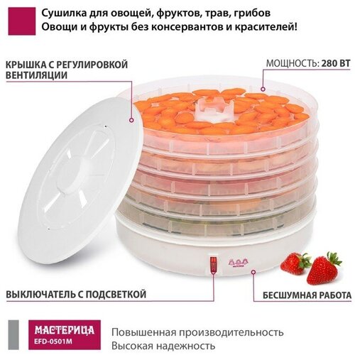 Сушилка для овощей и фруктов Мастерица EFD-0501M 125 Вт белая 540500₽