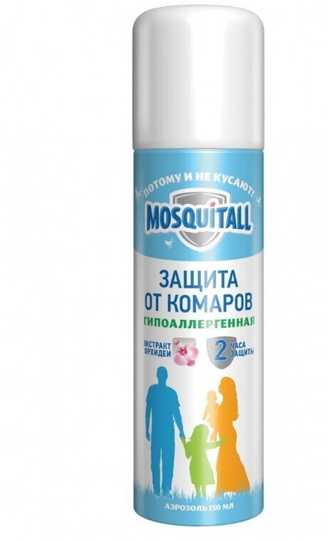 Mosquitall Аэрозоль "Гипоаллергенная защита" от комаров, 150 мл.