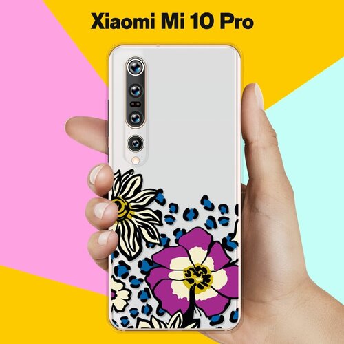 Силиконовый чехол Цветы с узором на Xiaomi Mi 10 Pro силиконовый чехол корги узором на xiaomi mi 10 pro