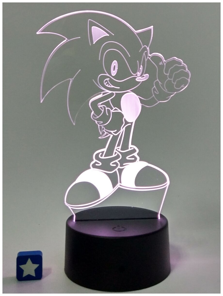 Настольный 3D-ночник Соник Sonic (usb, 22 см) - фотография № 3