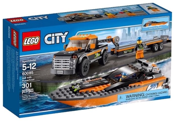 Конструктор LEGO City Great Vehicles Внедорожник 4x4 с гоночным катером (60085)