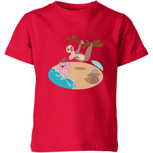 Футболка Us Basic, размер 10, красный детская футболка ленивец и ежик летом на море 128 синий
