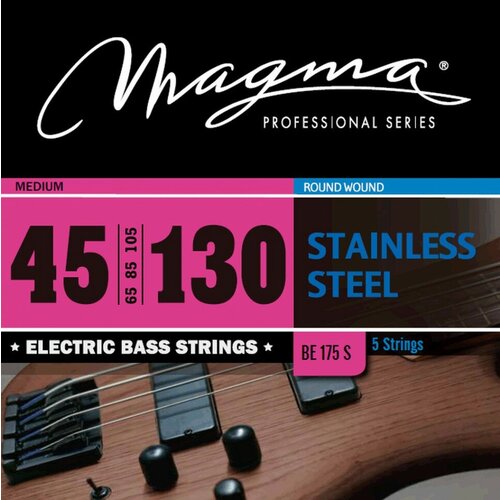 Комплект струн для 5-струнной бас-гитары Low B 45-130 Magma Strings BE175S magma strings be240s струны для бас гитары 65 135 серия stainless steel калибр 65 85 105 135 обмотка круглая нержавеющая сталь натяжение ne