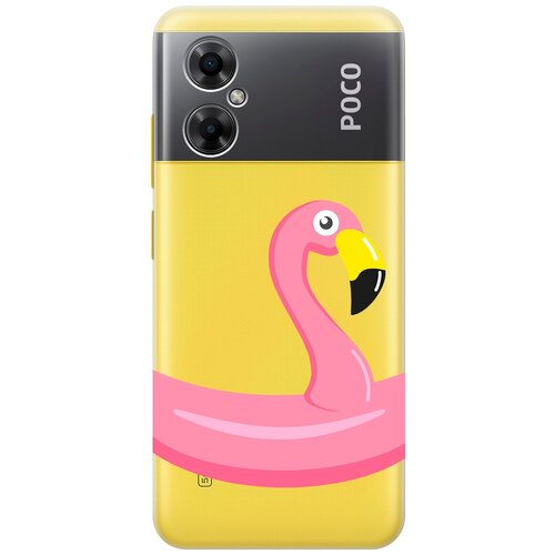 Силиконовый чехол с принтом Flamingo Swim Ring для Xiaomi Poco M4 5G Global / Сяоми Поко М4 5Г силиконовый чехол на xiaomi poco m4 5g global сяоми поко м4 5г с 3d принтом cut it прозрачный