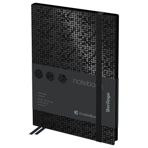 Записная книжка А6 Berlingo DoubleBlack 80 листов кожзам черный срез черная с рисунком NB0_94601 20шт 10004₽