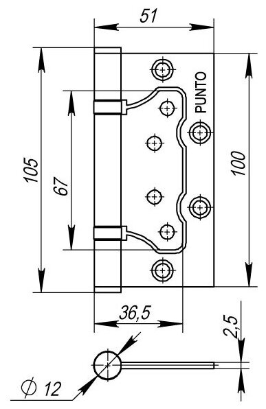 Накладная петля Punto IN4200W IN4200W, 100x51x2.5 мм, кофе глянец, комплект-2 шт. - фотография № 2