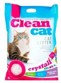 Clean Cat Crystall Color наполнитель для кошачьего туалета, силикагелевый, впитывающий, цветной микс, 5 л - фото №2