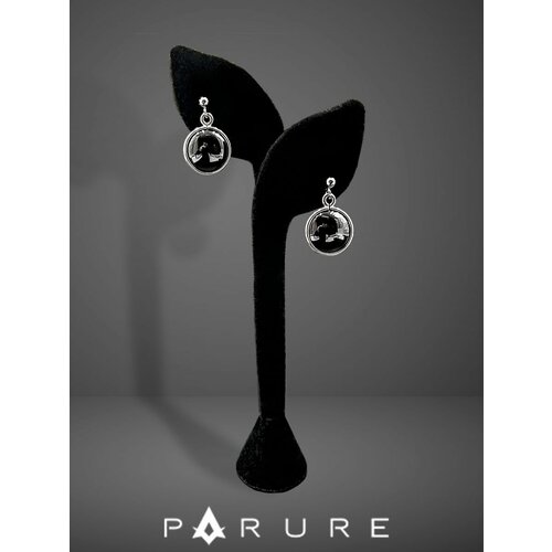 Серьги с подвесками PARURE, искусственный камень, черный
