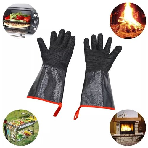 Огнеупорные, огнестойкие перчатки Мобиплюс, для барбекю, шашлыка, гриля: Водонепроницаемые, антискольжение огнеупорные огнестойкие перчатки для барбекю