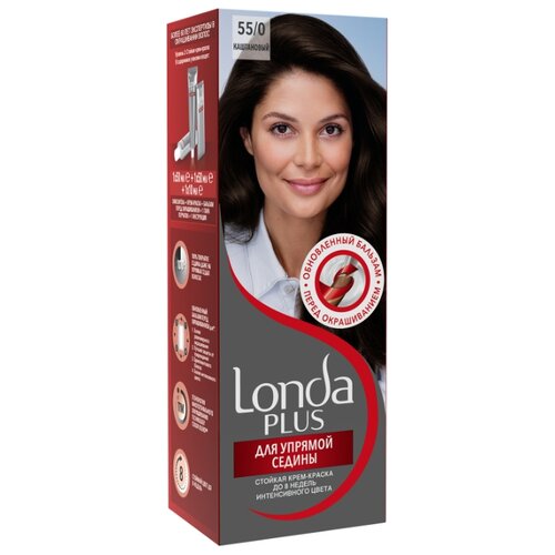 фото Londa для Упрямой седины стойкая крем-краска для волос, 55/0 (32) каштановый