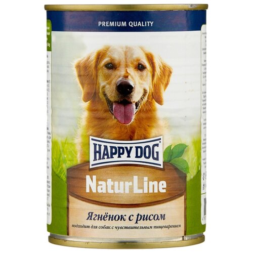 Влажный корм для собак Happy Dog NaturLine, ягненок, с рисом 6 шт. х 410 г
