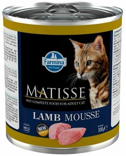 Корм влажный Farmina Matisse Lamb Mousse, для взрослых кошек, мусс с ягненком, 1800 г (300г x 6 шт.)