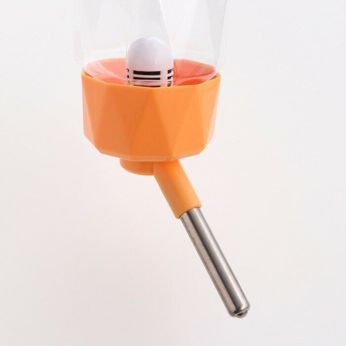 FlashMe Поилка для грызунов, 250 мл, крепление-пружинка, оранжевая - фотография № 3