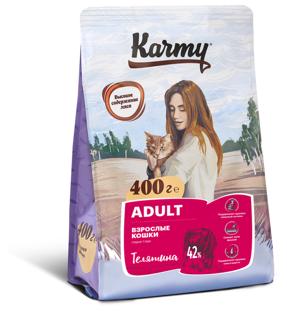 Karmy корм для взрослых кошек, телятина 400 гр (2 шт)