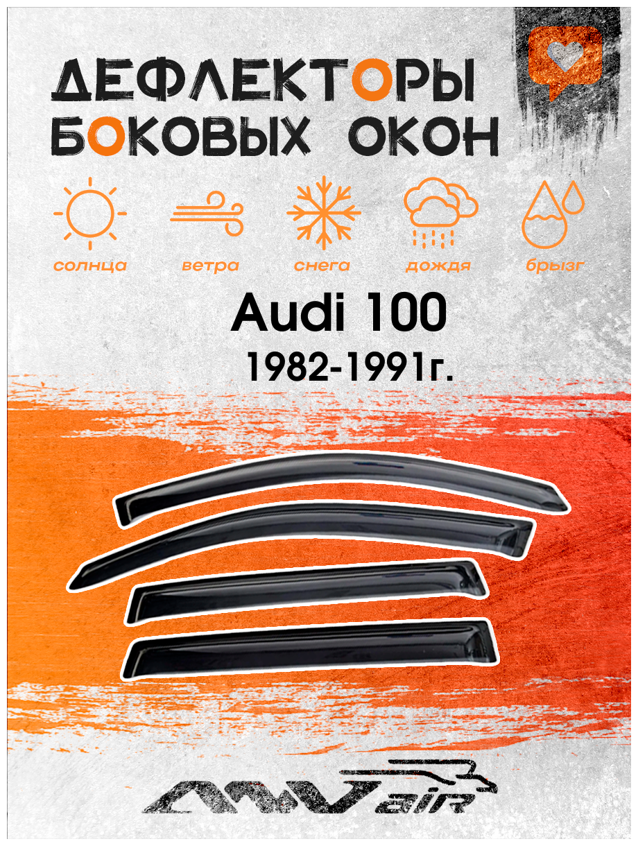 Дефлекторы боковых окон на Audi 100 С3 куз44 1982-1991г. / Ветровики на Ауди 100 С3 кузов 44 1982-1991