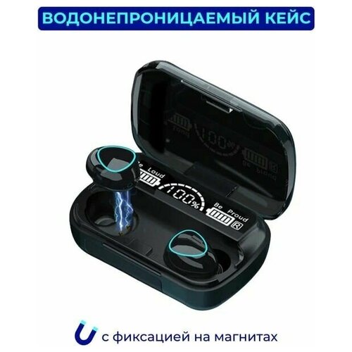 Беспроводные наушники M-10 с микрофоном, Кейс PowerBank для смартфона, компьютера, совместимы с Android и iOS Активное шумоподавление