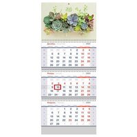 Календарь квартальный 3 бл. на 3 гр. OfficeSpace Standard "Цветочная композиция", с бегунком, 2023г. 338127