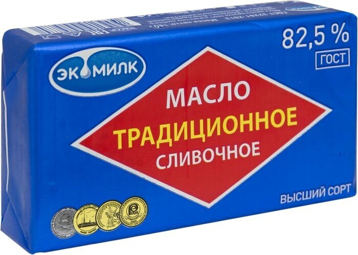 Масло сливочное Экомилк Традиционное 82.5% 180г