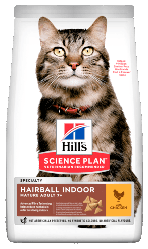 Корм Hill's Science Plan Hairball Control для кошек старше 7 лет, для выведения шерсти, курица, 1.5 кг