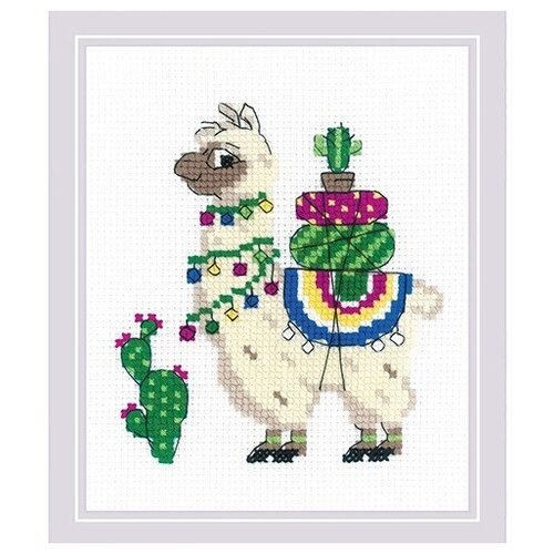 фото Набор для вышивания крестом риолис "лама" 15x18 см, арт. 1787