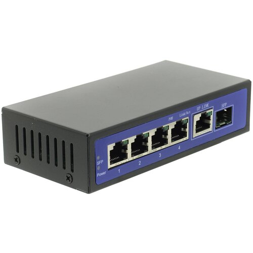 POE-коммутатор 4-канальный, гигабитный, 1xRJ45 + 1xSFP UPLINK, POE-A, 96Вт | ORIENT SWP-7504POE/SFP GE poe коммутатор orient swp 7504poe sfp ge