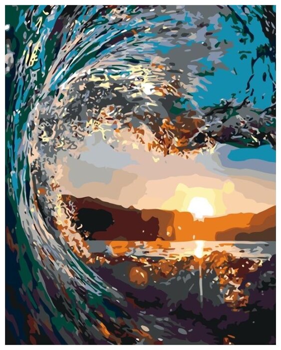 Картина по номерам "Волна на закате", 40x50 см