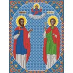 Вышивка бисером иконы Святые Флор и Лавр 19*24 см - изображение