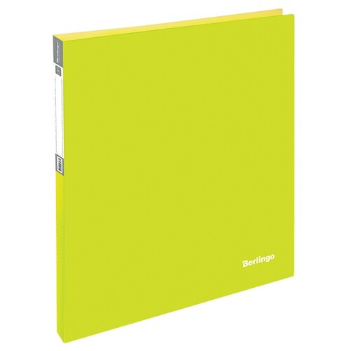 фото Berlingo папка на 2-х кольцах neon a4, 25 мм, 700 мкм, пластик неоновый желтый