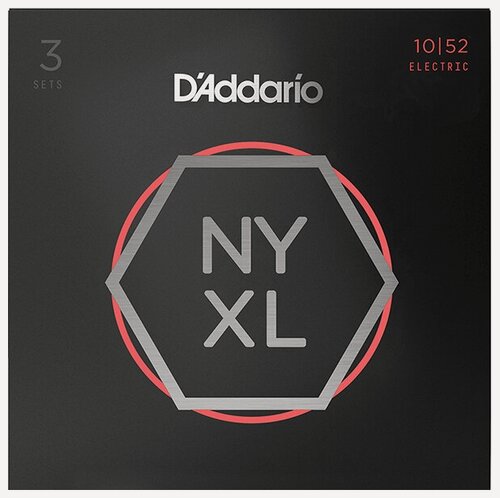 Изображение товара NYXL1052-3P Струны для электрогитары, 3 комплекта, никелированные, Light T/Heavy B, 10-52, D'Addario