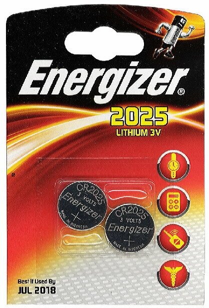 Батарейка CR2025 3В литиевая Energizer в блистере 2шт.