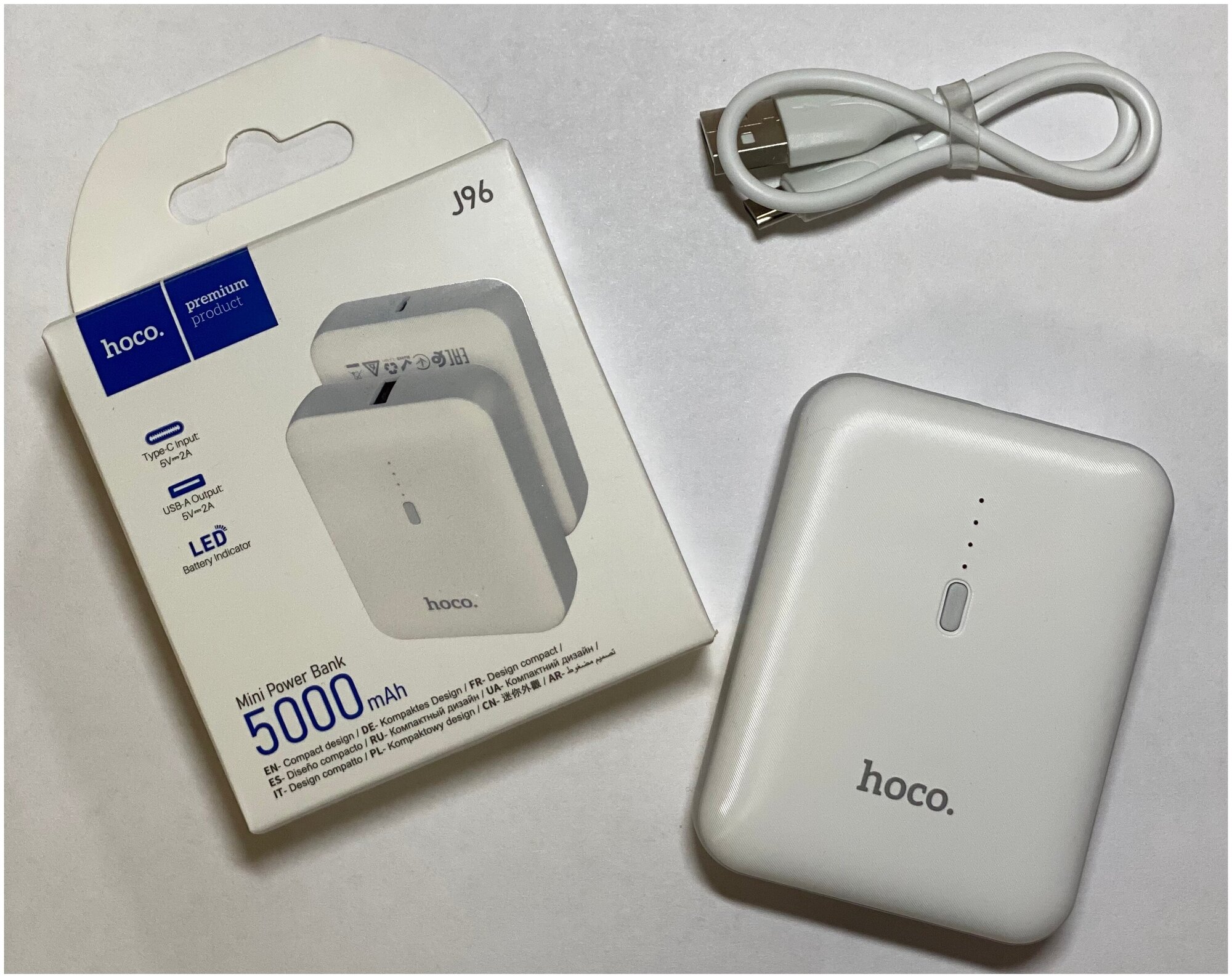 Внешний аккумулятор Hoco Power Bank J96 Strider 5000mAh White 6931474781345