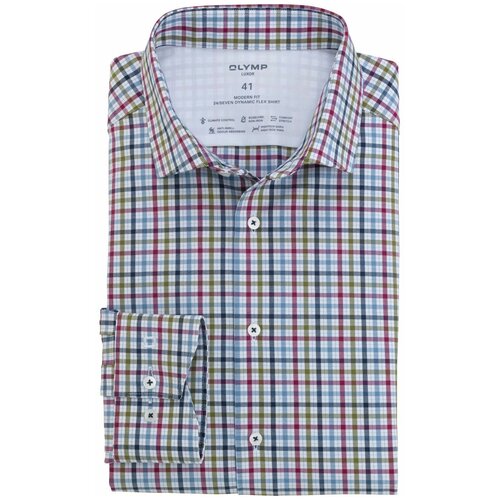 фото Рубашка мужская olymp luxor modern fit 24/seven многоцветная клетка фуксия арт. 12362486
