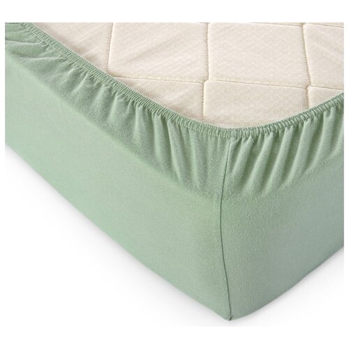 фото Простыня на резинке, трикотаж, оливковый, 180х200х20 текс-дизайн