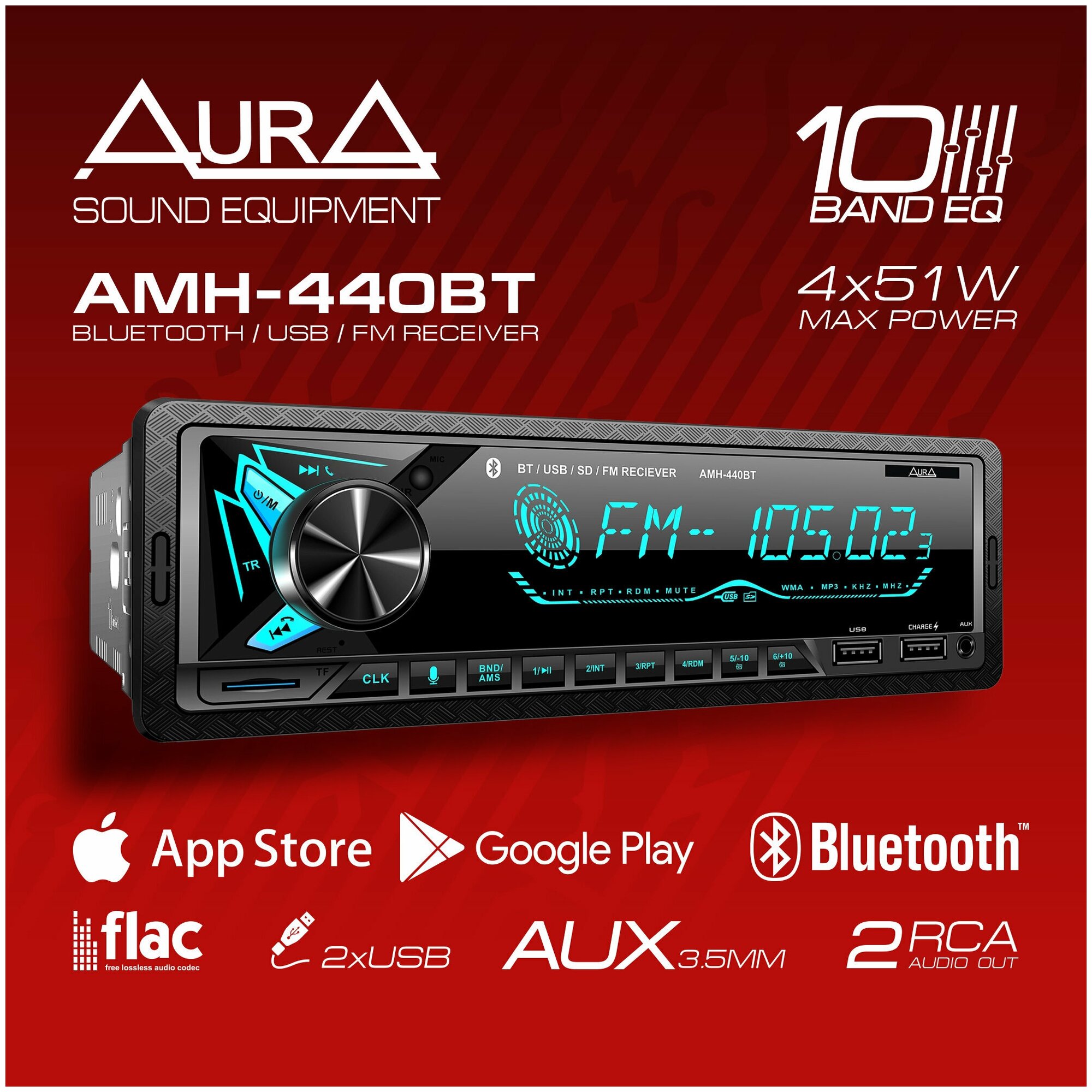 Автомагнитола Aura AMH-440BT