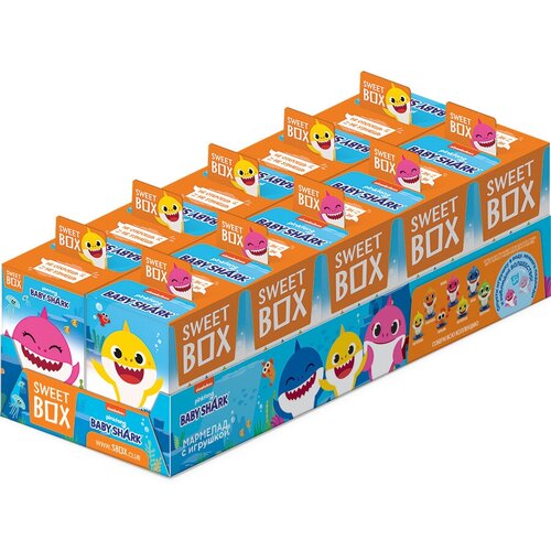 Sweet Box Конфитрейд свитбокс BABY SHARK Мармелад с игрушкой в коробочке 10шт*10г.