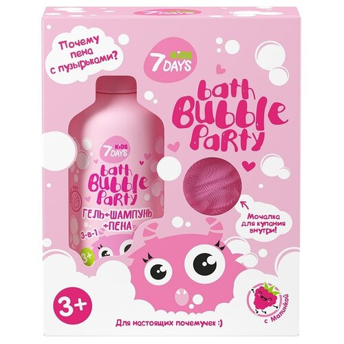 набор подарочный 7 days bath bubble party гель губка арбузик малинка Набор подарочный 7 Days Bath Bubble Party Гель + губка арбузик-малинка