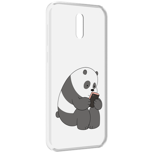 Чехол MyPads панда-в-телефоне для Alcatel 3L (2019) задняя-панель-накладка-бампер