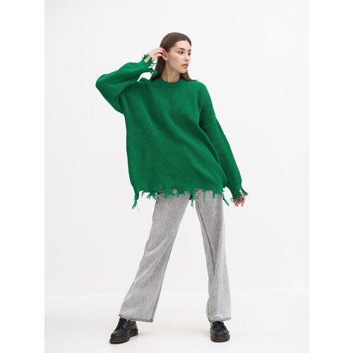 Свитер MELLE, размер one size, зеленый свитер длинный рукав крупная вязка размер 40 42 зеленый