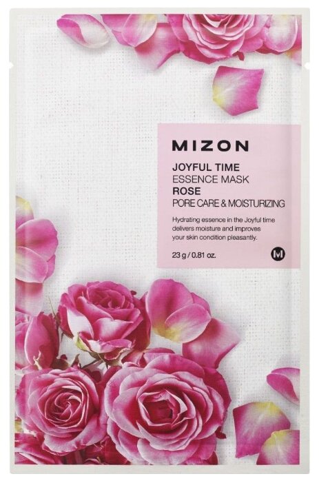 MIZON Тканевая маска для лица с экстрактом лепестков розы Joyful Time Essence Mask Rose, 23 мл, 1 шт