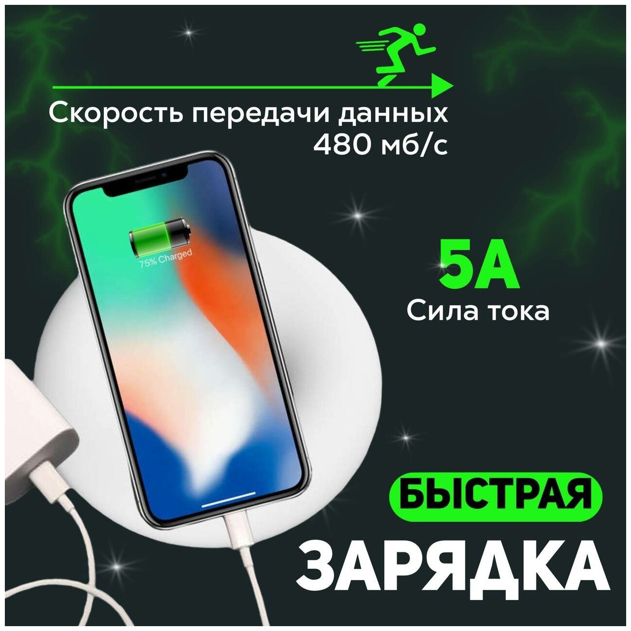 Кабель для быстрой зарядки айфона Apple Lightning – USB Type C 1 метр 5 ампер шнур для iPhone iPad iPod apple watch airpods