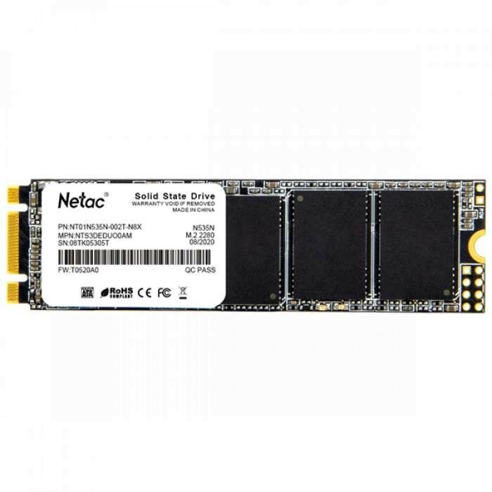 Внутренний SSD-накопитель Netac N535N 2TB M2 2280, SATA-III, 3D TLC, Черный NT01N535N-002T-N8X - фото №3