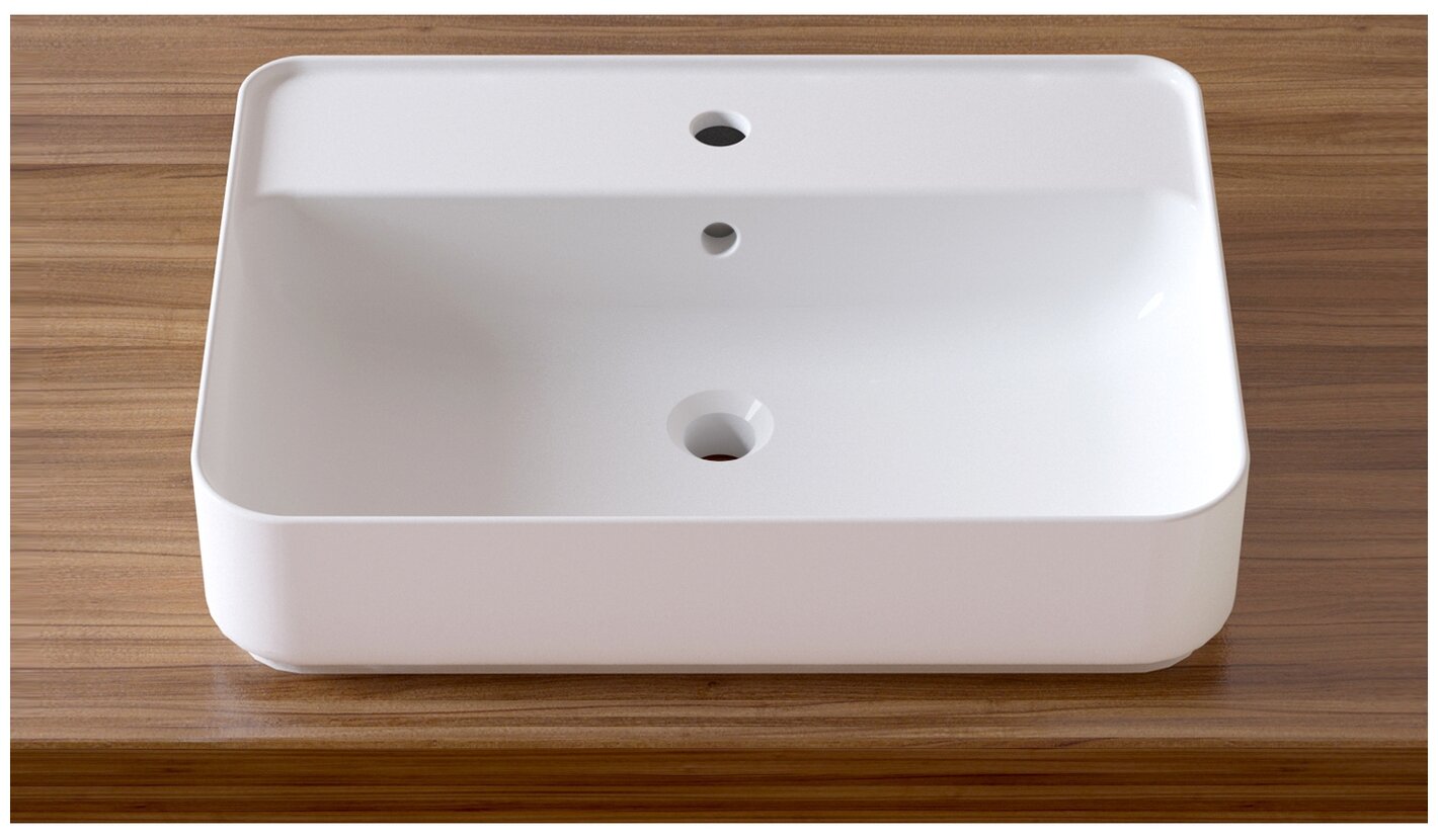 Раковина накладная для ванной комнаты Lavinia Boho Bathroom Sink Slim 33311008, умывальник из фарфора, ширина 60 см - фотография № 4