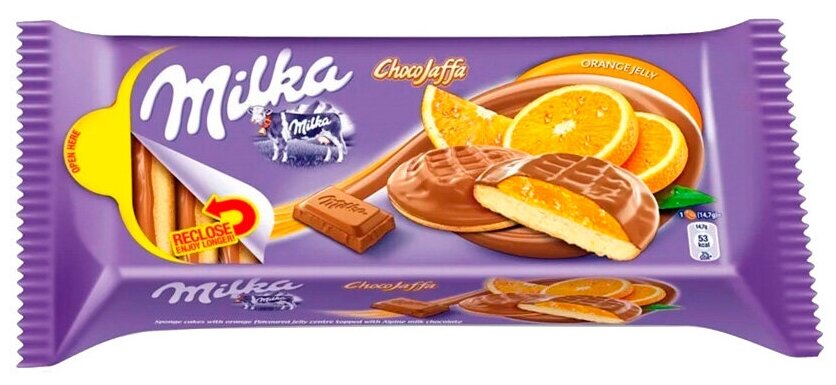 Печенье Milka Jaffa с апельсиновым желе 147 г - фотография № 2