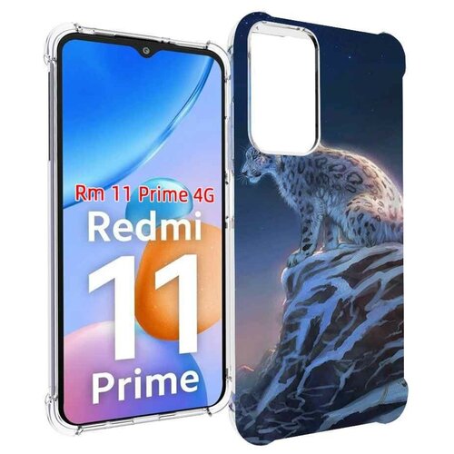 чехол mypads одинокий волк мужской для xiaomi redmi 11 prime 4g задняя панель накладка бампер Чехол MyPads Одинокий-Барс для Xiaomi Redmi 11 Prime 4G задняя-панель-накладка-бампер