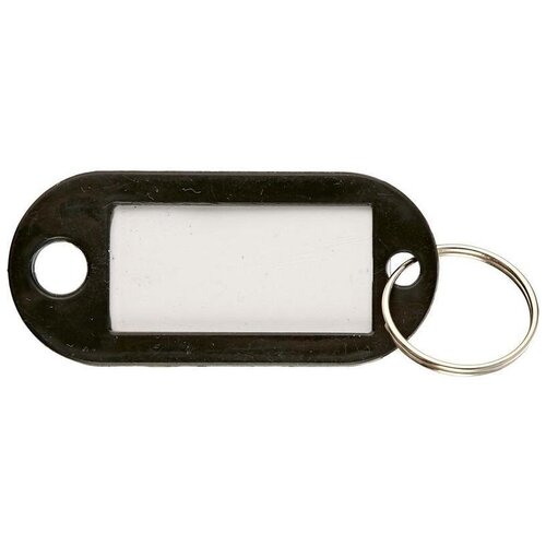 фото Бирка для ключей (брелок) bank active с кольцом, пластиковая черная, 10 шт/уп noname