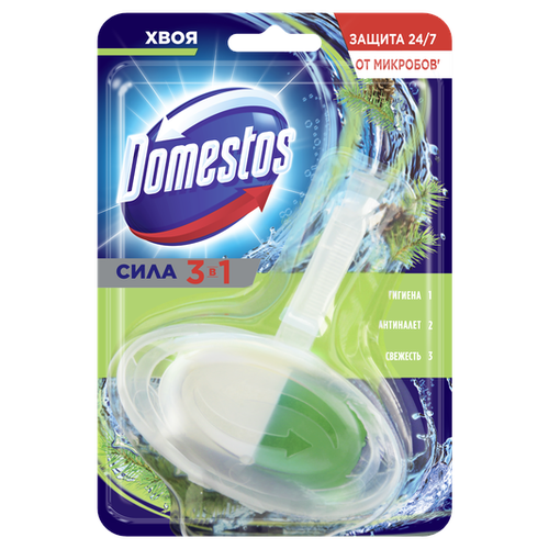 Domestos Хвоя 3 в 1, гигиенический блок для унитаза, против запахов и налета, 40 гр