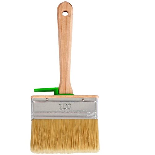 Кисть плоская универсальная, 100х25 мм, натуральная щетина, деревянная ручка