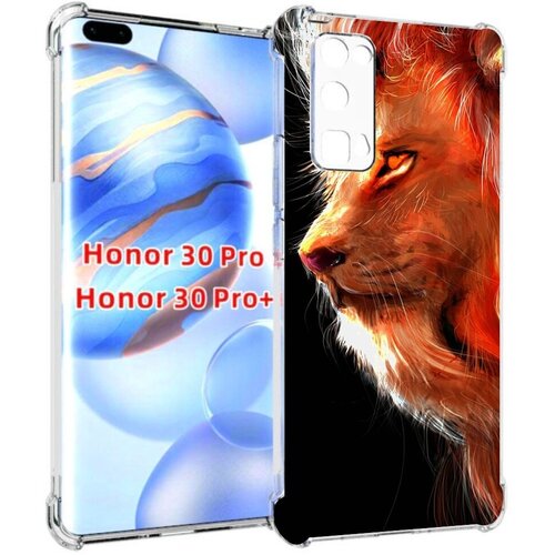 чехол mypads арт рисунок льва мужской для honor 70 pro 70 pro plus задняя панель накладка бампер Чехол задняя-панель-накладка-бампер MyPads Арт-рисунок-льва мужской для Huawei Honor 30 Pro/Honor 30 Pro plus + (EBG-AN10) противоударный