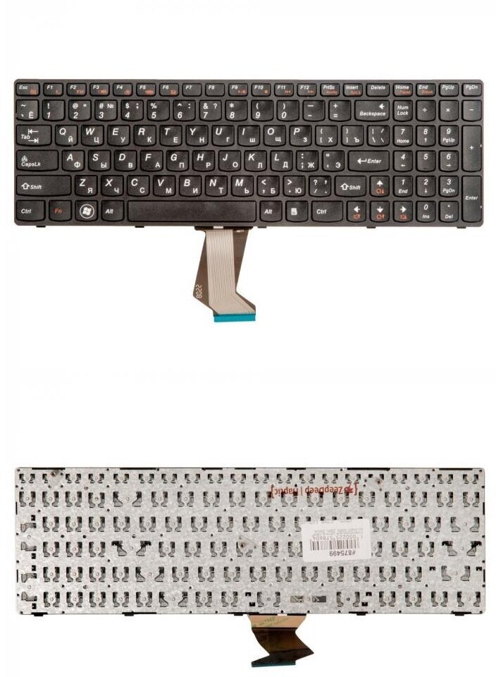 Keyboard / Клавиатура для Lenovo IdeaPad G580, G585, Z580, Z580A, Z585, Z780 [25-201846] [25201827] (ZeepDeep Haptic) Black, black frame, гор. Enter