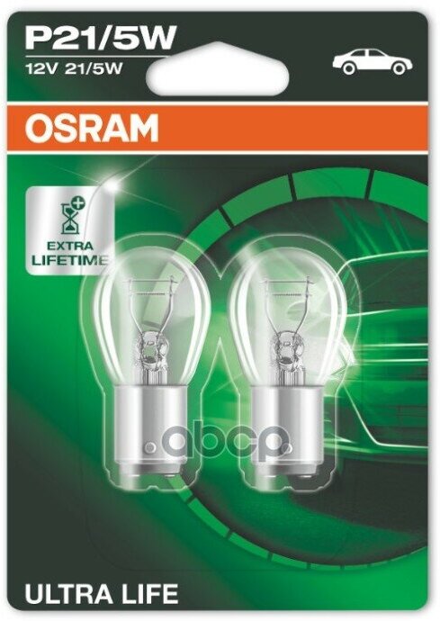 Лампа P21/5W 12V 21/5W Ultra Life Bay15d, Блистер 2 Шт. Osram арт. 7528ULT-02B